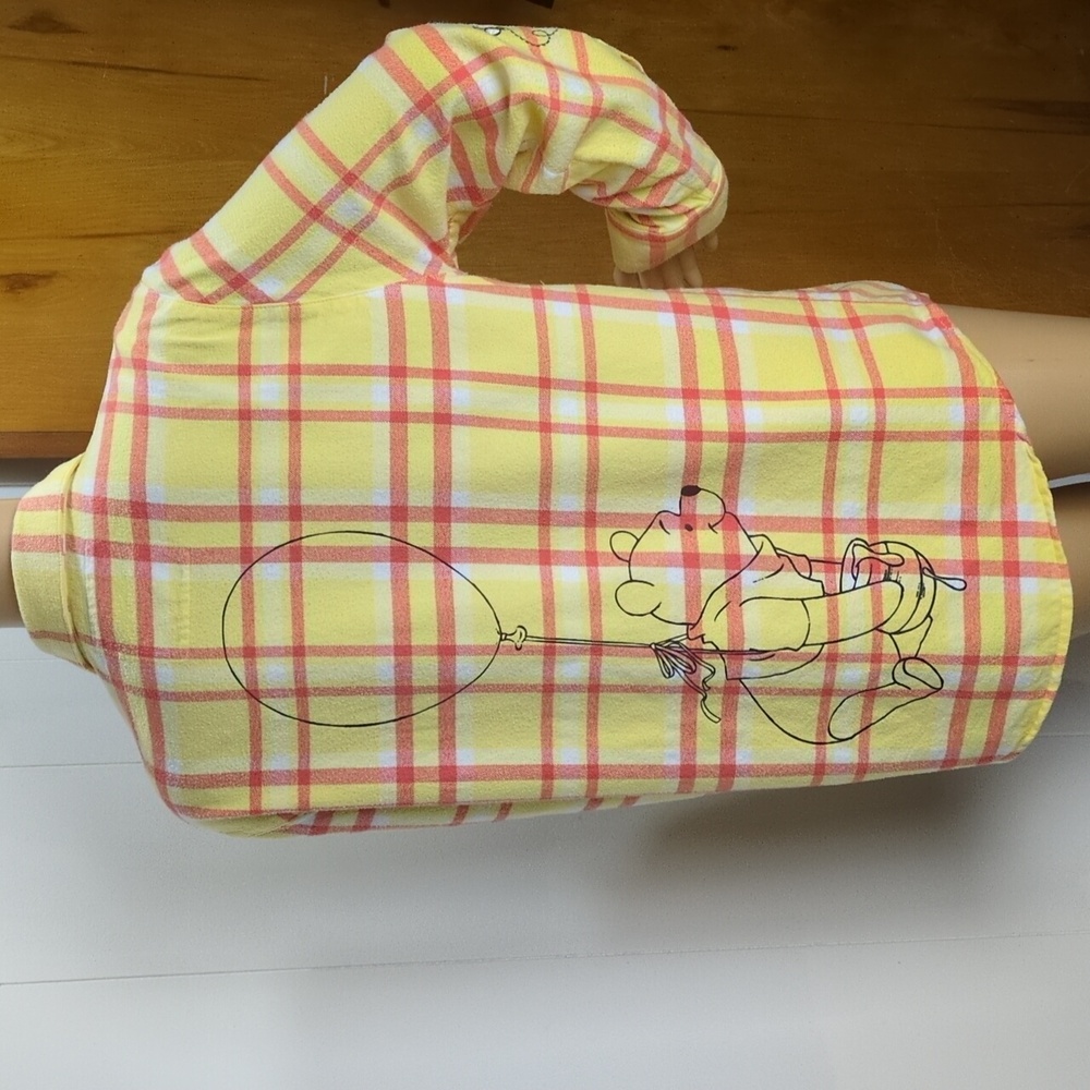 Yellow Plaid Women's Top with Balloon Design